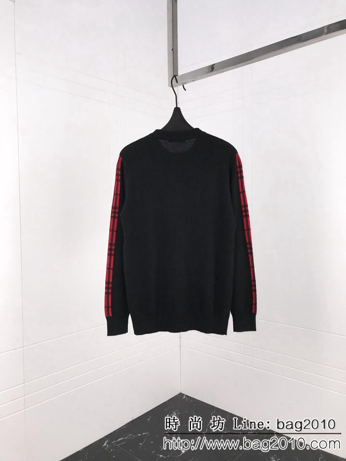 Burberry巴寶莉 18ss秋冬新款貂絨羊毛衫 騎士刺繡小logo 袖子經典格紋 100%羊毛面料 高版本 ydi2344